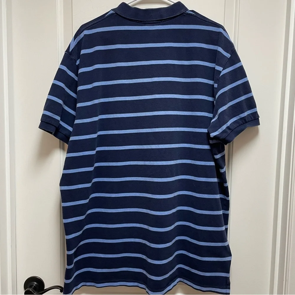 Ralph Lauren Polo Men's XXL Navy & Light Blue Stripes Classic Preppy Y2K 90s 80s